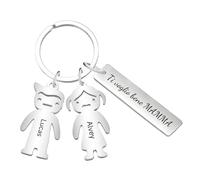 Portachiavi Personalizzato per la Festa Della Mamma - Portachiavi per la Mamma, Regalo Originale con Nomi di Bambini e Familiari (Acciaio Inossidabile) | Regalo Personalizzato per la Mamma