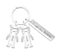 Portachiavi Personalizzato per la Festa Della Mamma - Portachiavi per la Mamma, Regalo Originale con Nomi di Bambini e Familiari (Acciaio Inossidabile) | Regalo Personalizzato per la Mamma