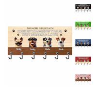 Portachiavi personalizzato Porta guinzaglio Ritratto personalizzato del fumetto del cane con il nome Razza Personalizzato Pet Wall Mounted Home Decor Regali per gli amanti degli animali Guinzaglio per