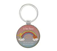 Portachiavi piccolo principe rotondo in metallo - motivo il piccolo principe che gioca con i colori di un arcobaleno