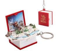 Portachiavi pop-up, libro pop-up,Portachiavi pop-up portatile a forma di libro di Natale | Libri di scene natalizie in, ornamenti per alberi di Natale, ciondoli per zaino per bambini d