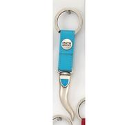 Portachiavi Porta Fortuna Cornetto Bianco Azzurro in metallo anticato 3x10 cm in scatola regalo , bomboniera