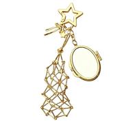 Portachiavi porta lucidalabbra 3 in 1 Golden Star con specchio - Porta rossetto portatile e ciondolo chic per borsetta da donna