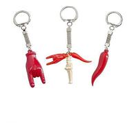 Portachiavi Portafortuna 3 Simboli Made in Italy - Corno Rosso, Mano Cornuta e Gobbetto - Amuleto Italiano contro il Malocchio - Idea Regalo Uomo Donna - Portachiavi Scaramantico