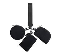 Portachiavi, portamonete portatile con cerniera intorno alla moneta, portachiavi con portachiavi a portafoglio, portamonete a tre cerniere per donna, Nero , Se référer au descriptif, riferimento