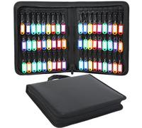 Portachiavi portatile con cerniera, organizer portatile per chiavi con maniglia, impermeabile e ignifugo, con 54 ganci e etichette, organizer per chiavi per vendite immobiliari, dirigenti di hotel,