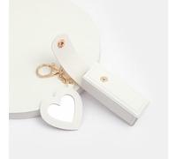 Portachiavi portatile in pelle PU con ciondolo a forma di cuore specchio elegante custodia compatta per rossetto per borsa accessori funzionali