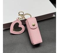 Portachiavi portatile in pelle PU con ciondolo a forma di cuore specchio elegante custodia compatta per rossetto per borsa accessori funzionali