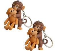 Portachiavi Protect Punch The Monkey, scimmietta 3D Carina Che Tiene Un Peluche, Portachiavi da Appendere per Zaino, Borsa o Chiavi dell'auto,B,2PC