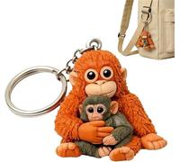 Portachiavi Protect Punch The Monkey, scimmietta 3D Carina Che Tiene Un Peluche, Portachiavi da Appendere per Zaino, Borsa o Chiavi dell'auto,A,1PC