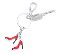 TROIKA Portachiavi PUMPS con due tacchi alti, moschettone e portachiavi, in metallo pressofuso, cromato, rosso e nero originale, rosso/nero, 12,2 x 3,5 x 0,8 cm