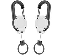 Portachiavi Retrattile, 2 Pezzi Portachiavi Allungabile, Retrattile Bobina Badge con Moschettone Clip con Cavo Acciaio da 60cm per Ufficio, Affari, Exhibition (Bianco)