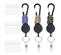Portachiavi Retrattile,3 Pcs Porta Badge Retrattile,Portachiavi allungabile,con 3 Custodie per Badge Portabadge di PVC,Portachiavi Estensibile con Cavo Acciaio da 60cm per Ufficio, Affari, Exhibition