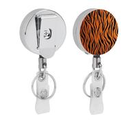 Portachiavi retrattile a righe tigre arancione con robusta clip a coccodrillo carino porta badge infermieristico porta carte d'identità portachiavi per impiegati in ufficio, insegnanti, donne regali