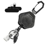 Portachiavi retrattile, clip per telefono, leggero, versatile, antifurto, a prova di caduta, con moschettone, porta documenti d'identità per escursionismo, trekking, alpinismo, attività all'aperto e w