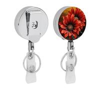 Portachiavi retrattile con girasole rosso, con robusta clip a coccodrillo, grazioso porta badge infermieristico, portachiavi per impiegati, insegnanti, donne, regali