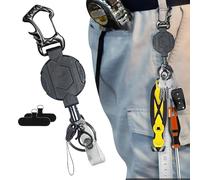 Portachiavi retrattile con porta badge, porta carte d'identità retrattile, accessori per portachiavi, protezione anticaduta, per arrampicata, , attività all'aperto, alpinismo, escursionismo