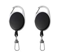Portachiavi retrattile, confezione da 2 pezzi, con cordino in nylon da 68 cm, estensibile, con clip elastiche per cintura e clip per cintura, colore: nero