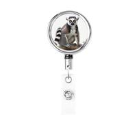 Portachiavi retrattile in metallo con clip da cintura porta badge lemure coda ad anello resistente porta lotti nome ID badge clip per ufficio, medico, infermiera, bobina per badge identificativo