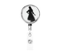 Portachiavi retrattile in metallo con clip da cintura Porta badge The Shadow of Woman Silhouette Heavy Duty Batch Holder Name ID Badge Clip per impiegati dottori infermieri ID badge bobina