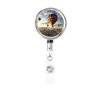 Portachiavi retrattile in metallo con clip da cintura, porta badge Tour of the Balloon Heavy Duty Batch Holder Name ID Badge Clip per impiegati dottori infermieri ID badge bobina
