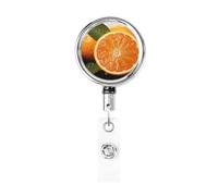 Portachiavi retrattile in metallo con clip da cintura, supporto per badge, arancione, resistente, per nome, identificativo, badge, per impiegati, dottori, infermieri, badge