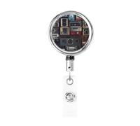 Portachiavi retrattile in metallo con clip da cintura, supporto per badge vintage da parete della radio Boombox Heavy Duty porta lotti nome ID badge clip per impiegati dottori infermieri ID badge