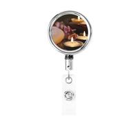 Portachiavi retrattile in metallo con clip per cintura, porta badge spa, candele resistenti, porta badge identificativo, per impiegati, dottori, infermieri, badge identificativi