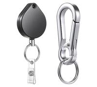 Portachiavi retrattile porta badge resistente con involucro in metallo a spirale in acciaio a spirale moschettone portachiavi estensibile portachiavi retrattile resistente con clip per cintura