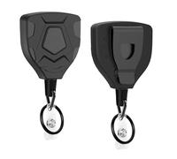 Portachiavi Retrattile Professionale 2 Pezzi - Portachiavi Estensibile in Acciaio con Moschettone Robusto, Cavo Retrattile 80 cm, Ideale per Badge e Chiavi Uomo Donna, Anti-Smarrimento