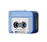 Portachiavi retrò a forma di musicassetta, ciondolo a forma di registratore retrò, con mini microfono da lavoro, messaggio vocale personalizzato per registrare amore, musica e suoni per coppie (blu, 1