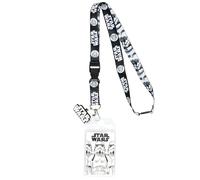 Portachiavi reversibile ispirato a Star Wars Stormtrooper con cordino identificativo con ciondolo in gomma da 5,1 cm con moschettone e portachiavi
