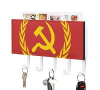 Portachiavi rosso da parete con 5 ganci, con stemma dell'Unione Sovietica CCCP URSS, decorazione per la casa, cucina, camera da letto, ufficio