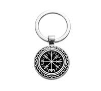 Portachiavi rune ciondolo cabochon thor martello vichingo drago sole Mjölnir Vikings nordico, argento, 50mm x 30mm, Europeo