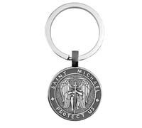 Portachiavi San Michele Arcangelo da Uomo Donna,Portachiavi con Anello,Porta Chiavi In Acciaio Inox,Portachiave Argento Regalo con Portagioie