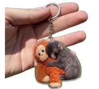 Portachiavi Scimmia Punch 2 Pezzi, Portachiavi Peluche Punch Team per Zaino, Chiavi dell'Auto,Style 2