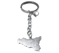 Portachiavi Sicilia in Acciaio Inossidabile - Simbolo Siciliano Trinacria | Idea Regalo per Siciliani, Uomo Donna, Souvenir Artigianale prt0339