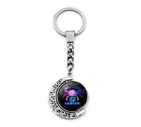 Portachiavi Simbolo Zodiacale Del Cancro - 12 Portachiavi Del Segno Zodiacale Ciondolo Ciondolo A Mezzaluna Rotante A Doppia Faccia,Portachiavi Girevole In Vetro A Doppia Faccia Per Regalo Di Com