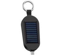 Portachiavi solare, batteria esterna di emergenza da 2000 mAh, con connettore USB-C integrato, mini caricatore portatile di tipo C per dispositivi di orologio, portachiavi in plastica e metallo, 8,5 x