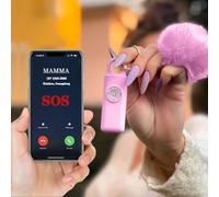 Portachiavi SOS Allarme Antipanico, Dispositivo Antiaggressione Chiamata Automatica, Invio Istantaneo Posizione GPS, Sirena 130dB, Difesa Personale e Autodifesa per Donne, Bambini e Anziani (Rosa)