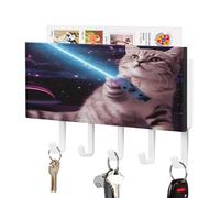Portachiavi, Spazio Laser Cat Stampa Key Hanger Wall Mount, Appendiabiti da parete, Portachiavi, Portachiavi, Rack Mail Sorter Organizer