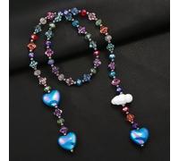 Portachiavi stile Y2K con perline colorate a forma di cuore blu in resina, ciondolo con cristalli rosa e blu, adatto come regalo a sorpresa per amici, famiglia, fidanzata, gioielli, brillanti, regali