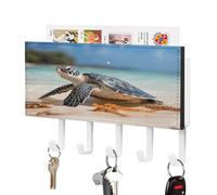 Portachiavi, tartaruga marina sulla spiaggia stampa Key Hanger Wall Mount, gancio portachiavi da parete, portachiavi da parete, portachiavi rack Mail Sorter Organizer
