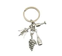 Portachiavi tascabile a doppia anella in acciaio inossidabile tema passioni:sport,calcio,musica,macchine,arte,lavoro,passatempi.. Unisex,Ottima idea Regalo (vino)