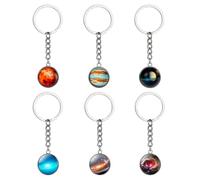 Portachiavi Tema Pianeta Cristallo Rotondo - Set 6 Pezzi, Regalo Creativo