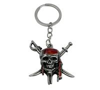 Portachiavi Teschio Pirata - Portachiavi Teschio con 2 spade da battaglia 3D - Accessorio chiavi amanti dei pirati, isole, battaglie, oceano… - Portachiavi unisex uomo e donna, grigio, Taglia unica