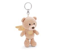 Portachiavi Tuo angelo custode orso con cuore 10cm beige - Delizioso ciondolo in forma di animale in morbido peluche con anello per cordini e pendenti