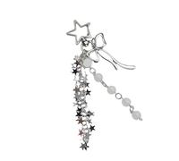 Portachiavi unico con nappe a stella e fiocco, accessorio per portachiavi con perline, elegante ciondolo per telefono da portare tutti i giorni, come descritto