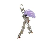 Portachiavi unisex alla moda con ciondoli a forma di ali d'angelo e stelle, adatto per l'uso quotidiano o come idea regalo, Viola, Taglia unica