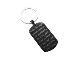 Portachiavi Uomo Donna Acciaio Inossidabile Nero Incisione Personalizzata Regalo